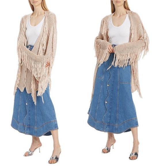 FARM Rio Sand Striped Fringe Knit Cardigan - Picture 14 of 15